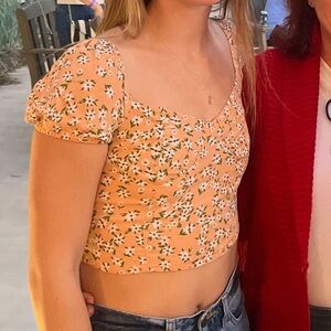 Cropped Floral Blouse Size Small